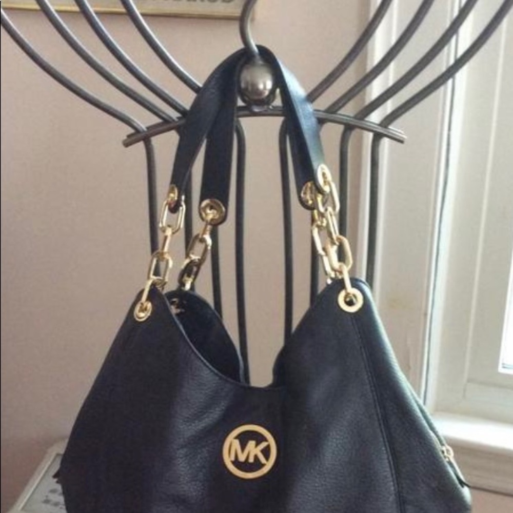 Michael Kors Hobo Leather  Handbag with gold chain accents - Slightly Used